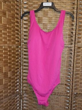 Catalina Plus Size 3X (24W-26W) Barbiecore Hot Pink Fuchsia Ribbed 1-PC Swimsuit